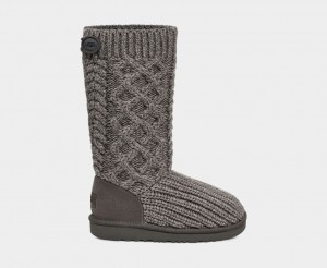 Ugg Classic Cardi Cabled Knit Kids' Boots Grey | ULBJKPW-39