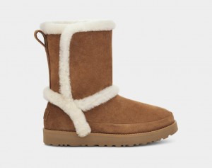 Ugg Classic Fluff Spill Seam Women's Boots Brown | DNBSOIE-46