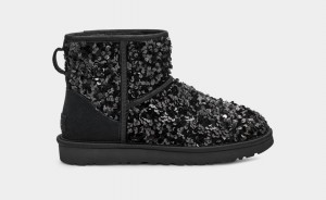 Ugg Classic Mini Chunky Sequin Women's Boots Black | SAIETHM-59