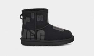 Ugg Classic Mini Scatter Graphic Kids' Boots Black | AMNUXIB-85