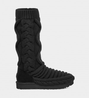 Ugg Classic Tall Chunky Knit Women's Boots Black | OZRKGCQ-39