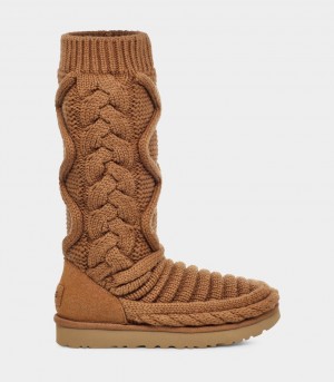 Ugg Classic Tall Chunky Knit Women's Boots Brown | GLAJRQX-15