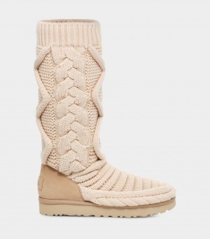 Ugg Classic Tall Chunky Knit Women's Boots Beige | NZEXSLP-17