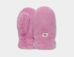 Ugg Faux Fur Mitten Kids' Gloves Rose | QWMXIUC-15