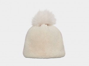 Ugg Faux Fur W Pom Women's Beanie White | UIFQXED-35