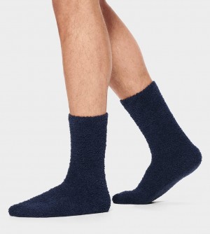 Ugg Fincher Ultra Cozy Crew Men's Socks Navy | FKWENUM-56