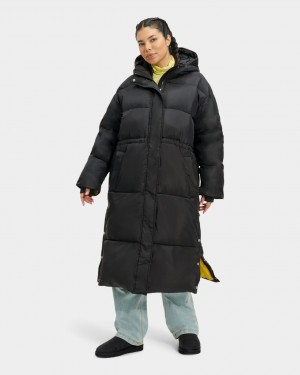 Ugg Keeley Long Puffer Women's Coats Black | BOEPRCA-61