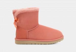 Ugg Mini Bailey Bow II Women's Boots Coral | ZVGJFCB-06