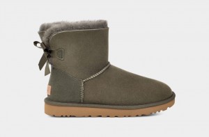 Ugg Mini Bailey Bow II Women's Boots Grey | ZTEGXPD-68