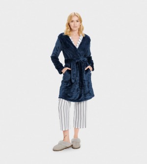 Ugg Miranda Fleece Robe Women's Sleepwear Indigo | STWAQRM-12