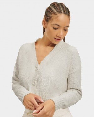 Ugg Nyomi Cropped Women's Cardigan Cream | QHBKGPW-68