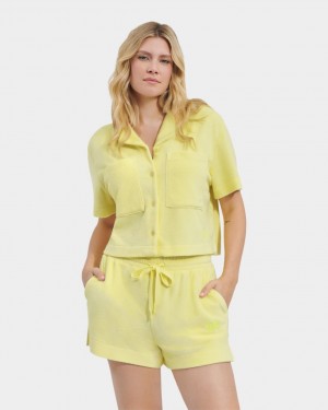 Ugg Saniyah Sleeve Buttondown Women's Tops Yellow | KAHLQWE-70