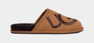 Ugg Scuff Logo II Men's Slippers Brown | FWBOJIP-78