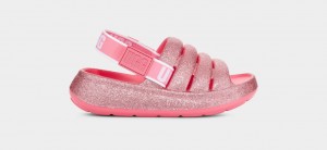 Ugg Sport Yeah Glitter Kids' Sandals Pink | HRBMPOL-38