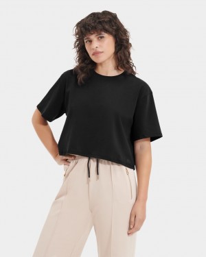 Ugg Tana Cropped Women's Tops Black | ESKLGAF-57