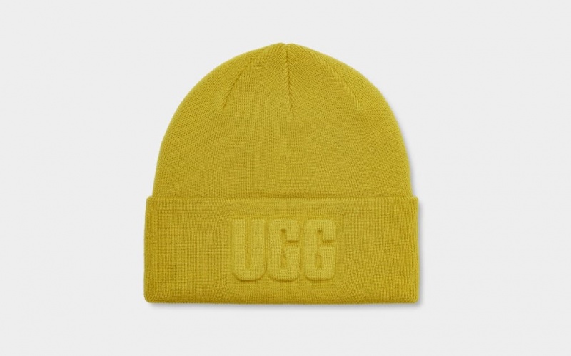 Ugg 3D Graphic Logo Women\'s Beanie Yellow | QEOVDTX-20