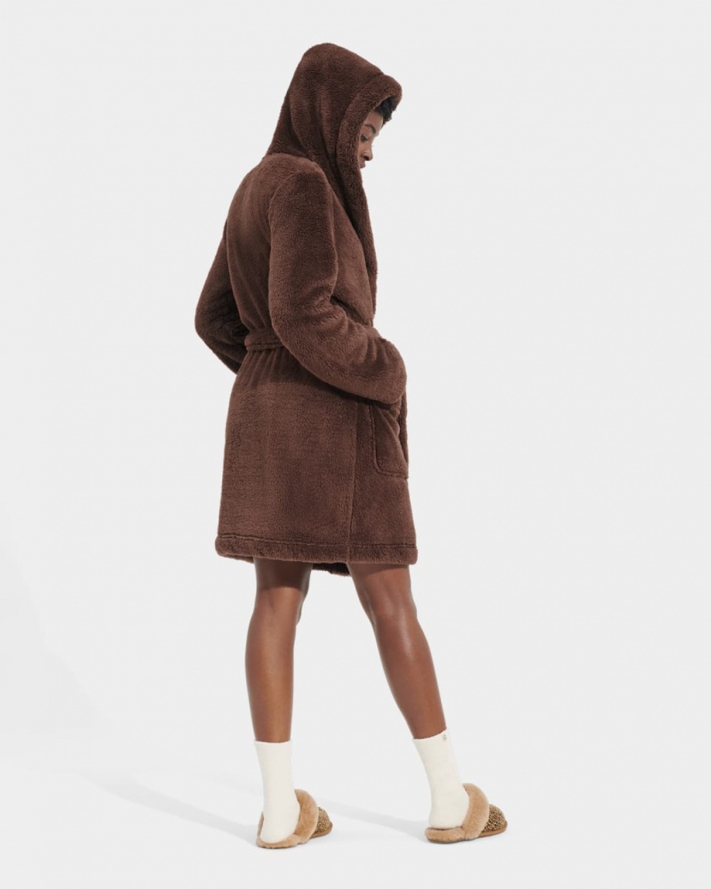 Ugg Aarti Plush Robe Women's Sleepwear Chocolate | NQGHTIX-08