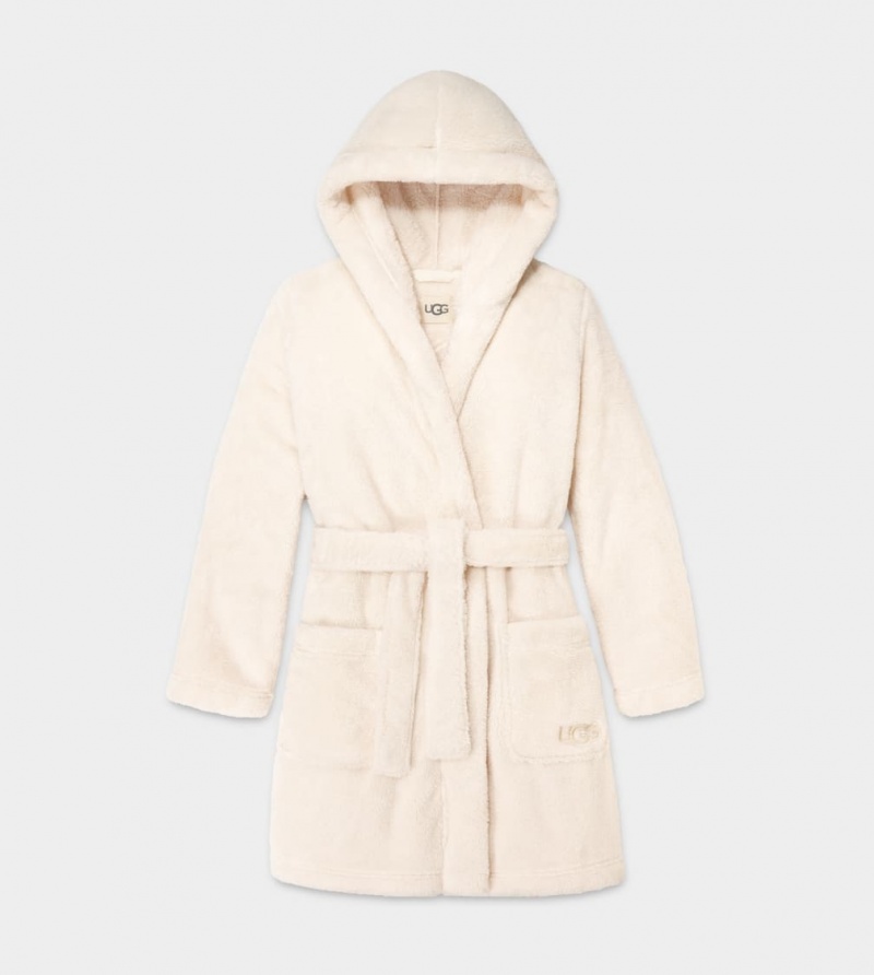 Ugg Aarti Plush Robe Women's Sleepwear Cream | DNASQGK-78