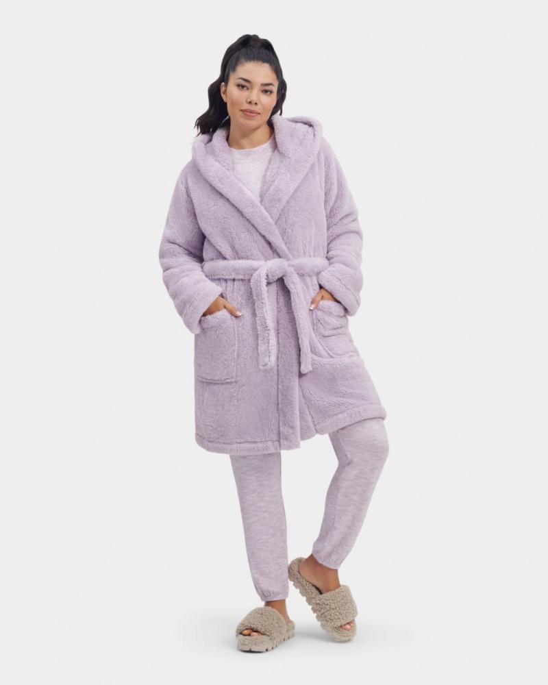 Ugg Aarti Plush Robe Women\'s Sleepwear Purple | IRQMHCL-04