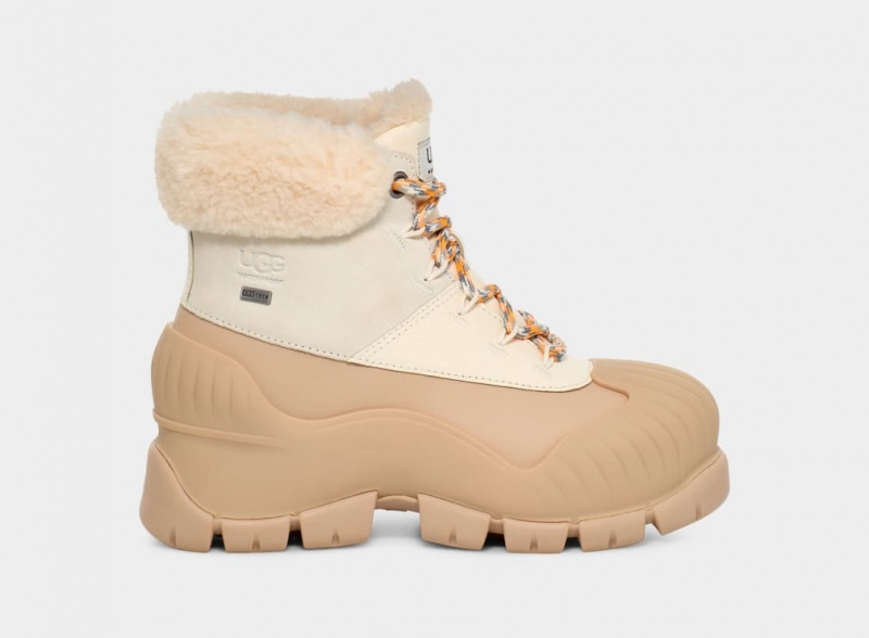 Ugg Adiroam Hiker Women\'s Boots Khaki / White | CKLZBHY-10