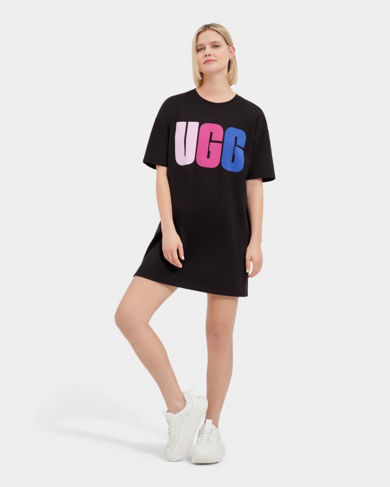 Ugg Alayah Logo T-Shirt Women\'s Dress Black | AHXBOKE-49