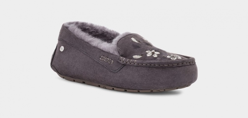 Ugg Ansley Blossom Women's Slippers Deep Grey | PEBNFZJ-81