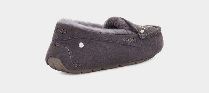 Ugg Ansley Blossom Women's Slippers Deep Grey | PEBNFZJ-81