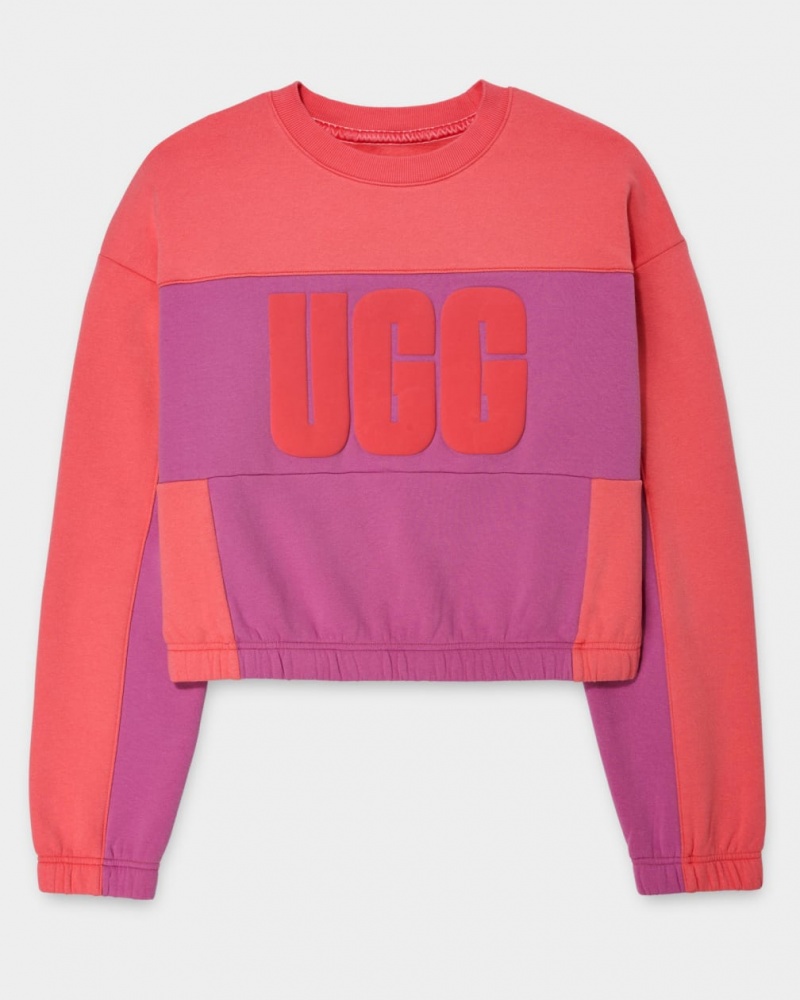 Ugg Aryia Cropped Pullover Blocked Women's Sweatshirt Coral | GSXLEID-02