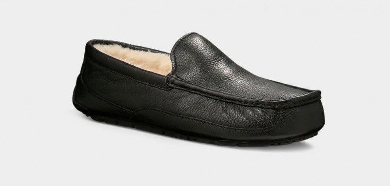 Ugg Ascot Leather Men's Moccasins Black | GTEWCAF-67