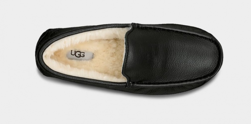 Ugg Ascot Leather Men's Moccasins Black | GTEWCAF-67