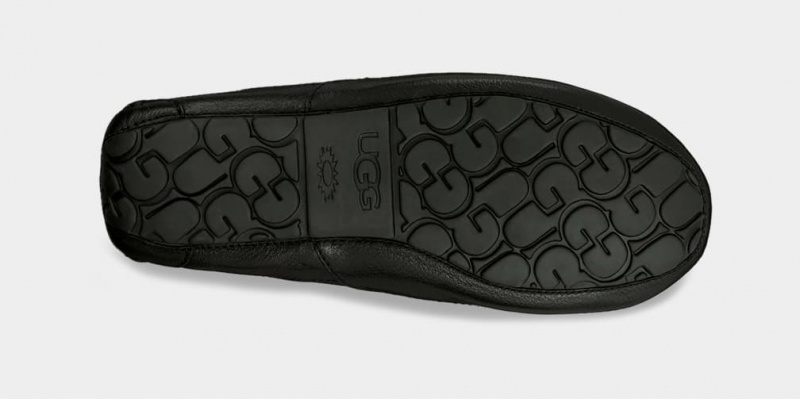 Ugg Ascot Leather Men's Slippers Black | KENFTYW-49