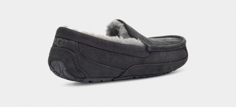 Ugg Ascot Matte Leather Men's Slippers Black | ZOEGXFJ-85