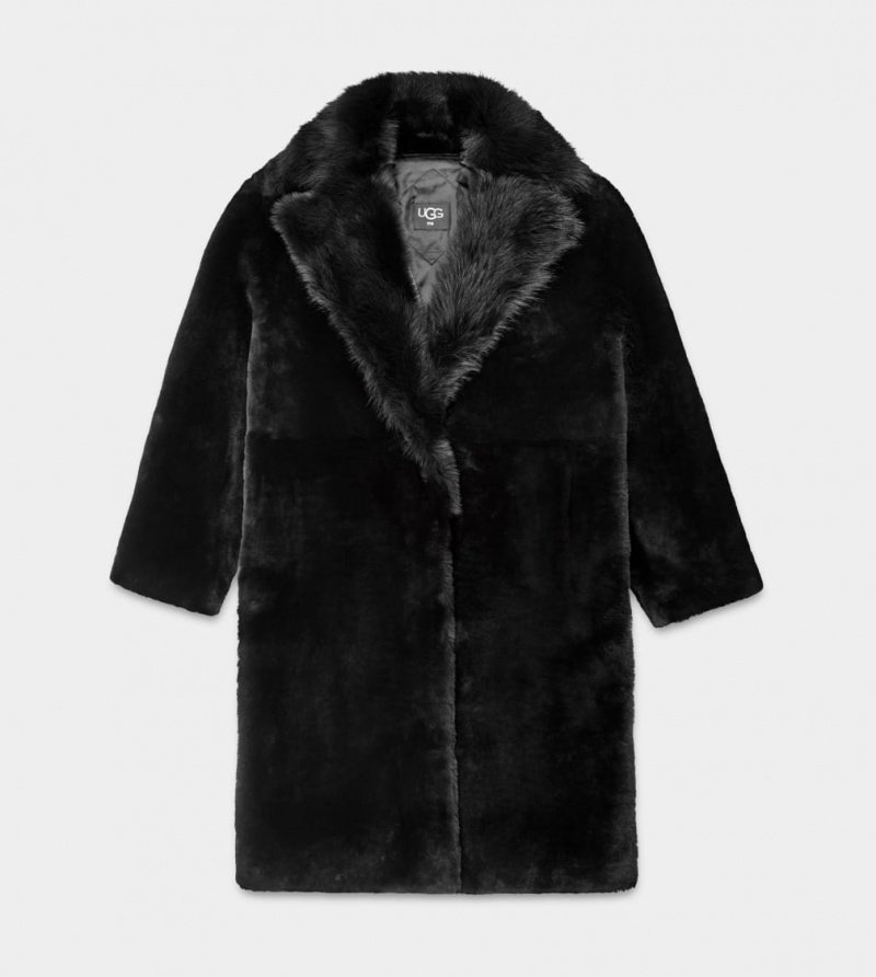 Ugg Audree Shearling Women's Coats Black | SIPGMRW-21