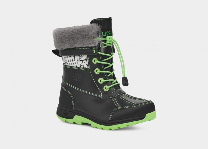 Ugg Butte II CWR Glow Graphic Kids' Boots Black / Green | JSANHTP-72