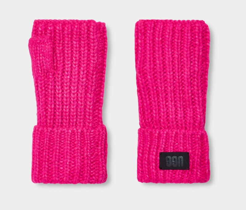 Ugg Chunky Fingerless Cuff Women's Gloves Pink | KRXQDZJ-03