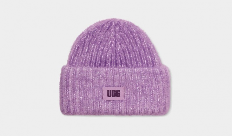 Ugg Chunky Plush Cuff Women\'s Beanie Purple | RJIOLCB-09