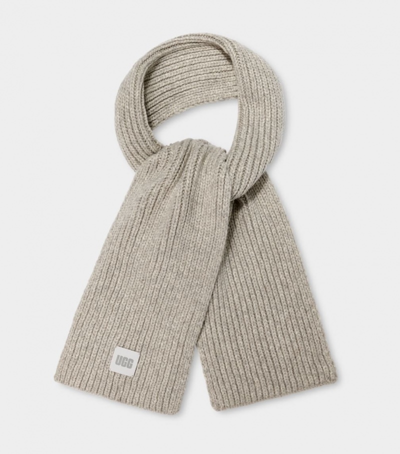 Ugg Chunky Rib Knit Women\'s Scarves Light Grey | KEXVYFI-86