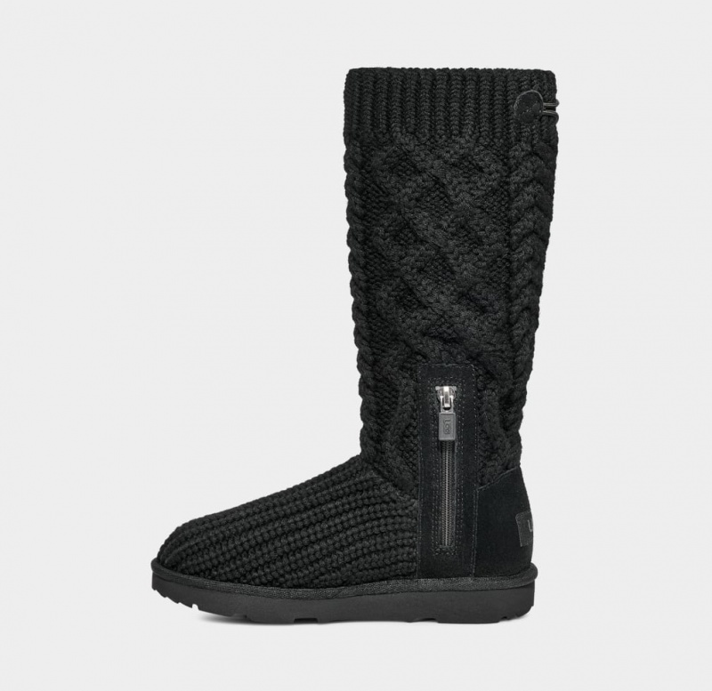 Ugg Classic Cardi Cabled Knit Kids' Boots Black | BNDCFXT-51