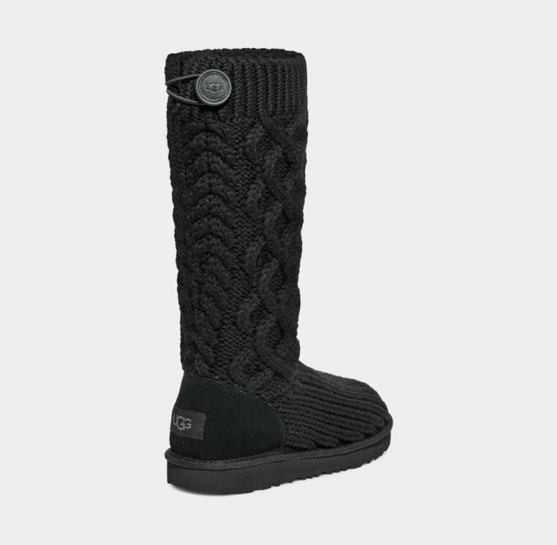 Ugg Classic Cardi Cabled Knit Kids' Boots Black | BNDCFXT-51