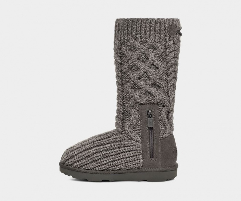 Ugg Classic Cardi Cabled Knit Kids' Boots Grey | ULBJKPW-39