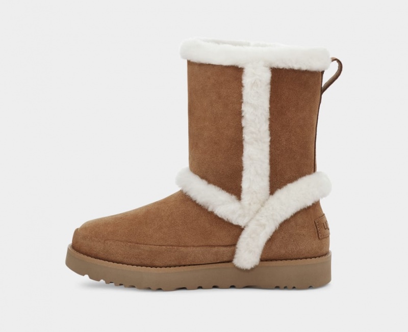 Ugg Classic Fluff Spill Seam Women's Boots Brown | DNBSOIE-46