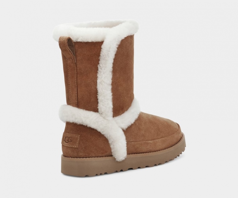 Ugg Classic Fluff Spill Seam Women's Boots Brown | DNBSOIE-46