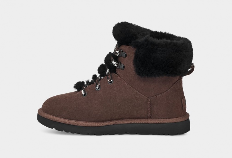 Ugg Classic Mini Alpine Lace Women's Boots Brown | QBMPFCA-23