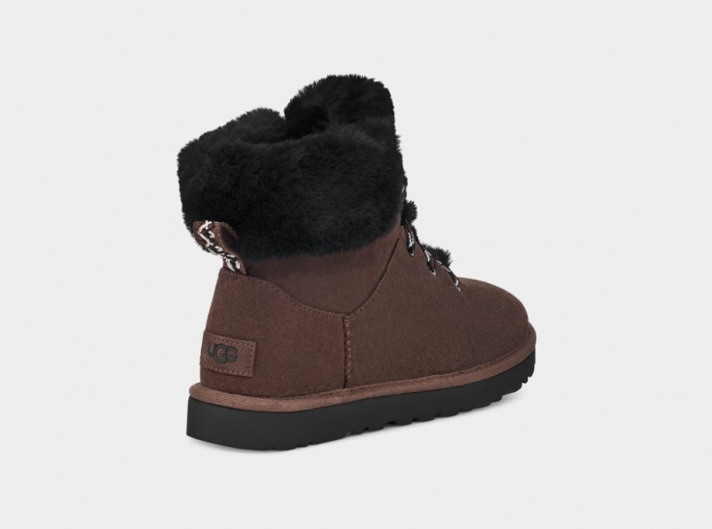 Ugg Classic Mini Alpine Lace Women's Boots Brown | QBMPFCA-23