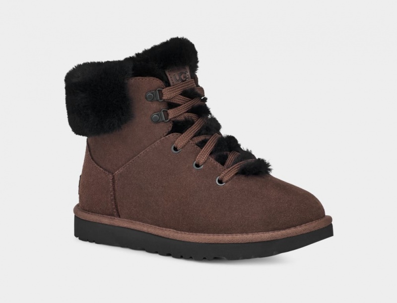 Ugg Classic Mini Alpine Lace Women's Boots Brown | QBMPFCA-23