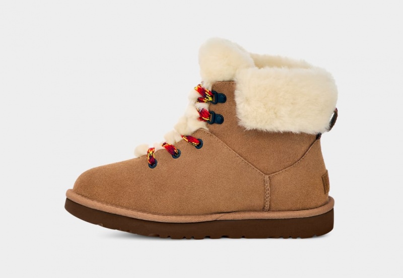 Ugg Classic Mini Alpine Lace Women's Boots Brown | PZCVWAX-53