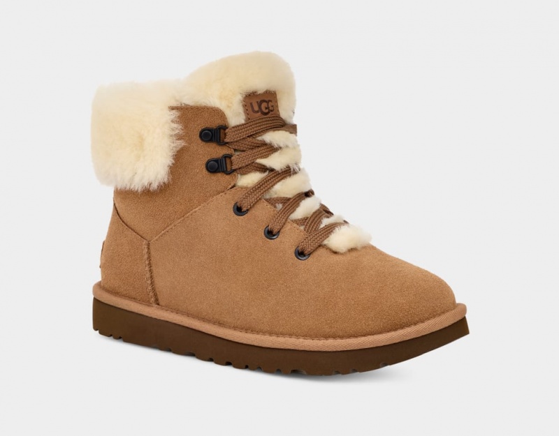 Ugg Classic Mini Alpine Lace Women's Boots Brown | PZCVWAX-53