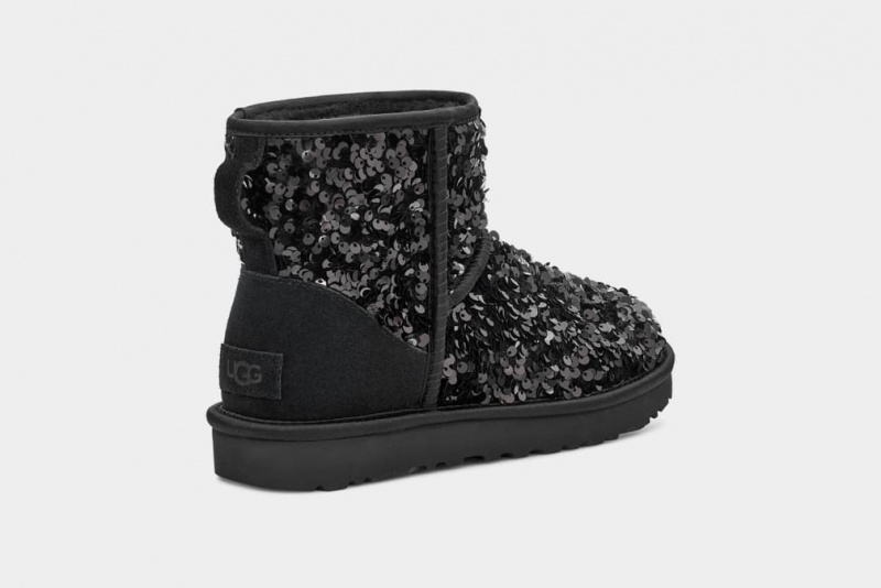 Ugg Classic Mini Chunky Sequin Women's Boots Black | SAIETHM-59