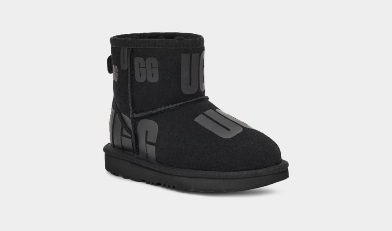 Ugg Classic Mini Scatter Graphic Kids' Boots Black | AMNUXIB-85