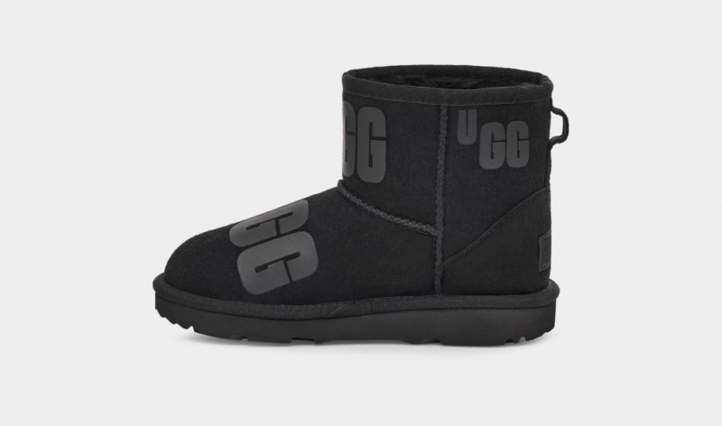 Ugg Classic Mini Scatter Graphic Kids' Boots Black | AMNUXIB-85